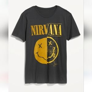 NIRVANA Men's Charcoal and Gold Graphic Tee L